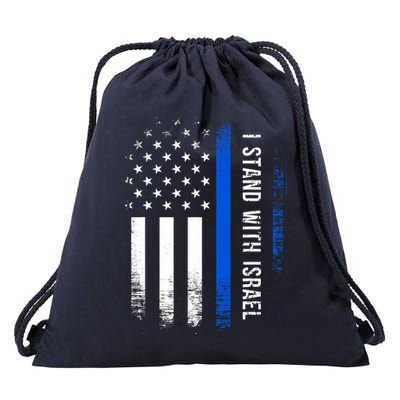 I Stand With Israel American Flag Jewish Freedom Solidarity Drawstring Bag