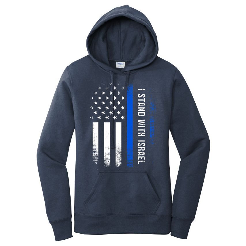 I Stand With Israel American Flag Jewish Freedom Solidarity Women's Pullover Hoodie
