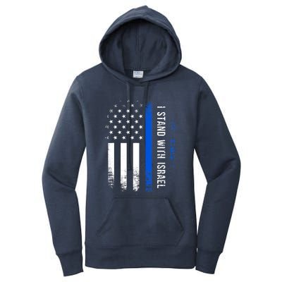 I Stand With Israel American Flag Jewish Freedom Solidarity Women's Pullover Hoodie