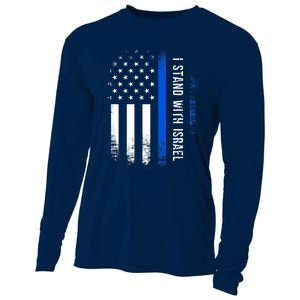 I Stand With Israel American Flag Jewish Freedom Solidarity Cooling Performance Long Sleeve Crew