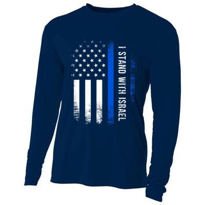 I Stand With Israel American Flag Jewish Freedom Solidarity Cooling Performance Long Sleeve Crew
