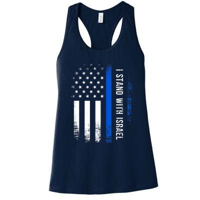 I Stand With Israel American Flag Jewish Freedom Solidarity Women's Racerback Tank