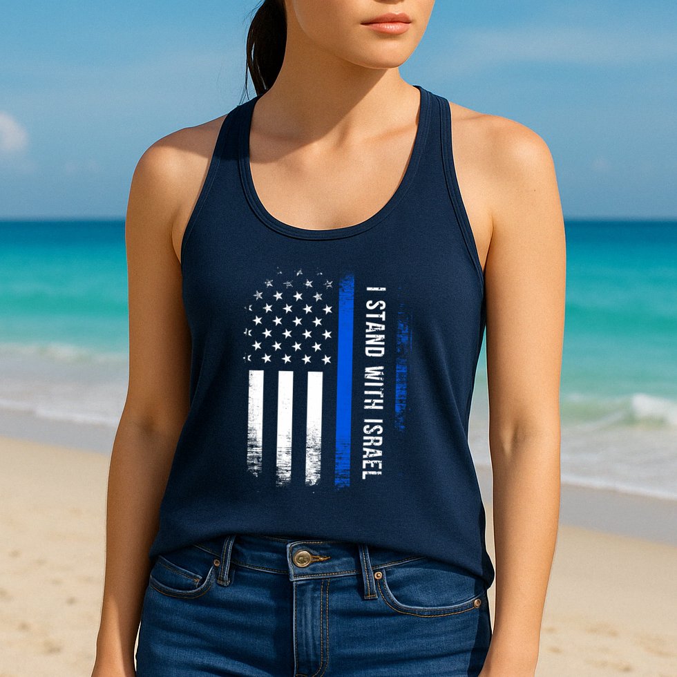 I Stand With Israel American Flag Jewish Freedom Solidarity Womens Tank Top