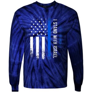 I Stand With Israel American Flag Jewish Freedom Solidarity Tie-Dye Long Sleeve Shirt