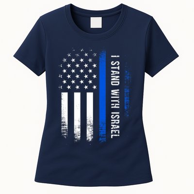 I Stand With Israel American Flag Jewish Freedom Solidarity Womens T-Shirt