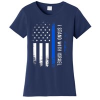 I Stand With Israel American Flag Jewish Freedom Solidarity Women's T-Shirt