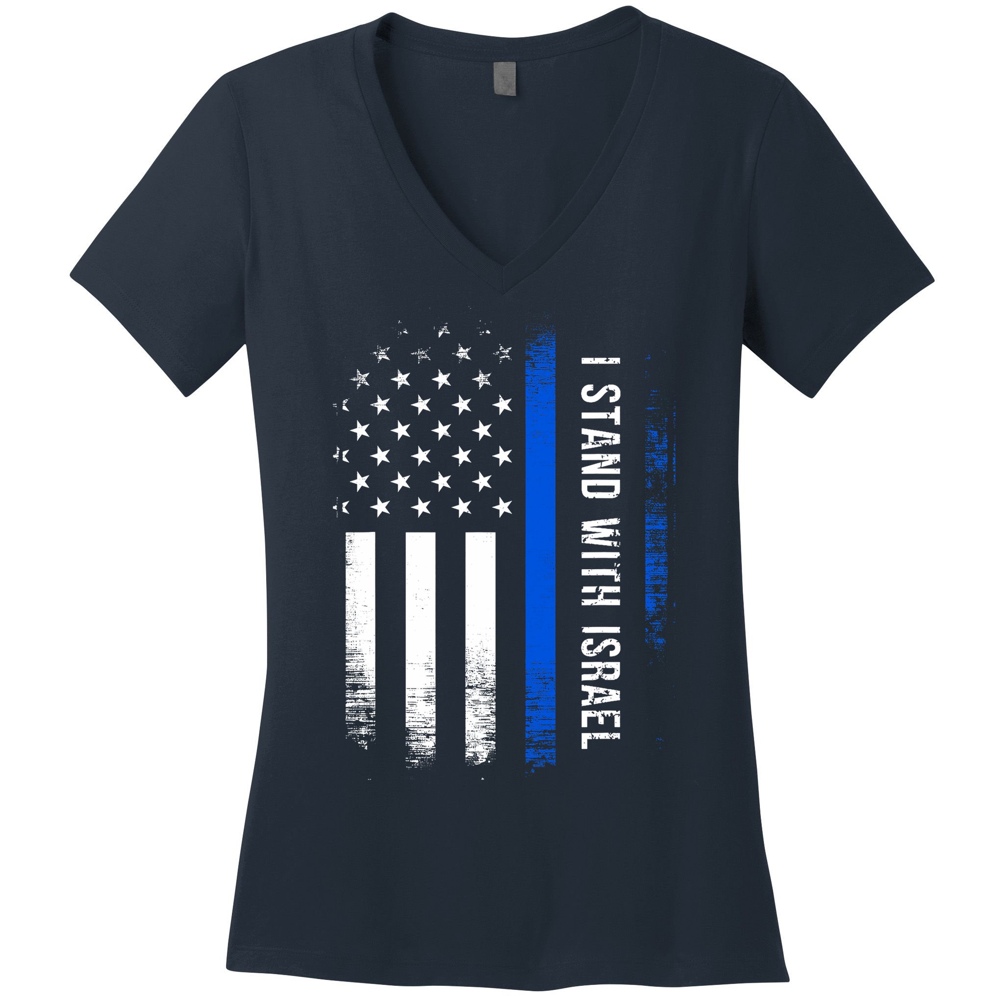 I Stand With Israel American Flag Jewish Freedom Solidarity Women's V-Neck T-Shirt