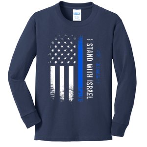 I Stand With Israel American Flag Jewish Freedom Solidarity Kids Long Sleeve Shirt