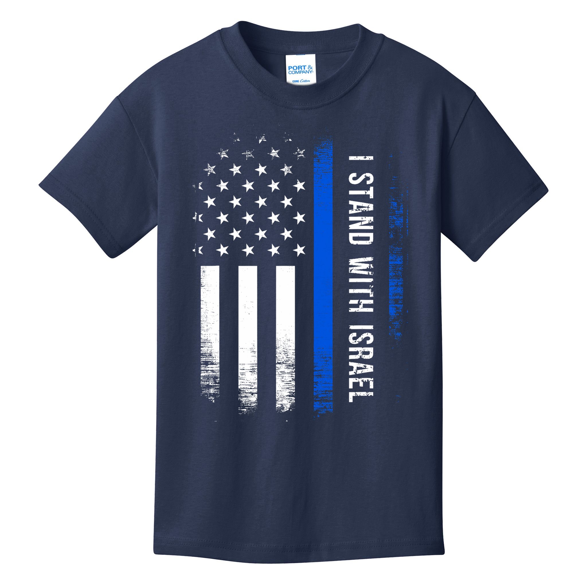I Stand With Israel American Flag Jewish Freedom Solidarity Kids T-Shirt