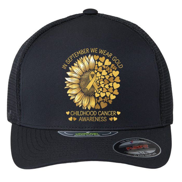 In September We Wear Gold Childhood Cancer Awareness Flexfit Unipanel Trucker Cap