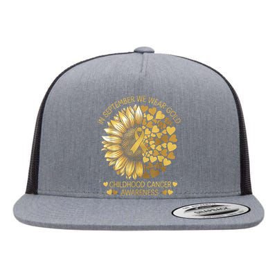 In September We Wear Gold Childhood Cancer Awareness Flat Bill Trucker Hat