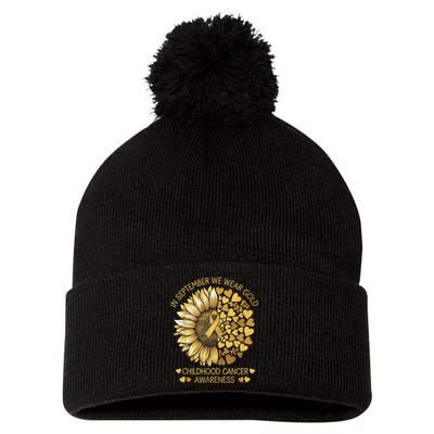 In September We Wear Gold Childhood Cancer Awareness Pom Pom 12in Knit Beanie