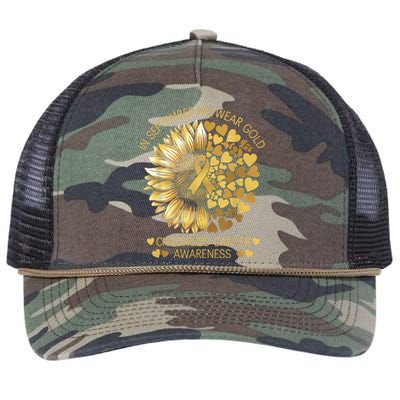 In September We Wear Gold Childhood Cancer Awareness Retro Rope Trucker Hat Cap