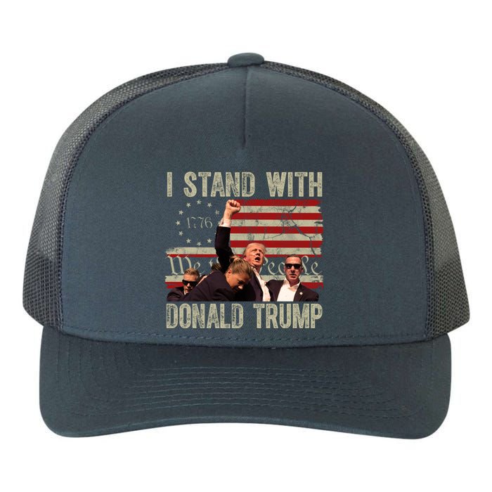 I Stand With Donald Trump Fist Usa Vintage Flag Yupoong Adult 5-Panel Trucker Hat