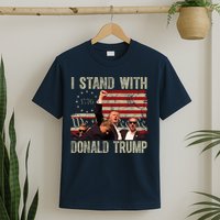 I Stand With Donald Trump Fist Usa Vintage Flag T-Shirt