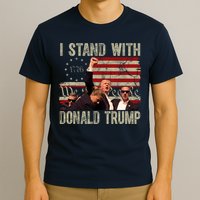 I Stand With Donald Trump Fist Usa Vintage Flag T-Shirt