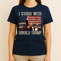 I Stand With Donald Trump Fist Usa Vintage Flag T-Shirt