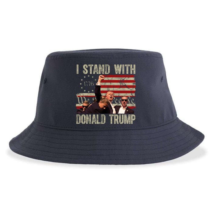 I Stand With Donald Trump Fist Usa Vintage Flag Sustainable Bucket Hat