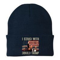 I Stand With Donald Trump Fist Usa Vintage Flag Knit Cap Winter Beanie