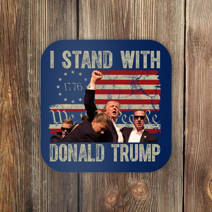 I Stand With Donald Trump Fist Usa Vintage Flag Coaster