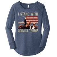 I Stand With Donald Trump Fist Usa Vintage Flag Women's Perfect Tri Tunic Long Sleeve Shirt