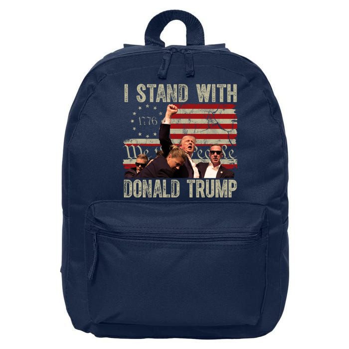 I Stand With Donald Trump Fist Usa Vintage Flag 16 in Basic Backpack