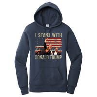 I Stand With Donald Trump Fist Usa Vintage Flag Women's Pullover Hoodie