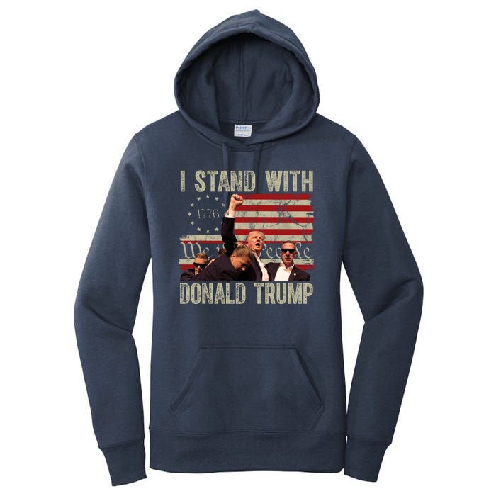 I Stand With Donald Trump Fist Usa Vintage Flag Women's Pullover Hoodie