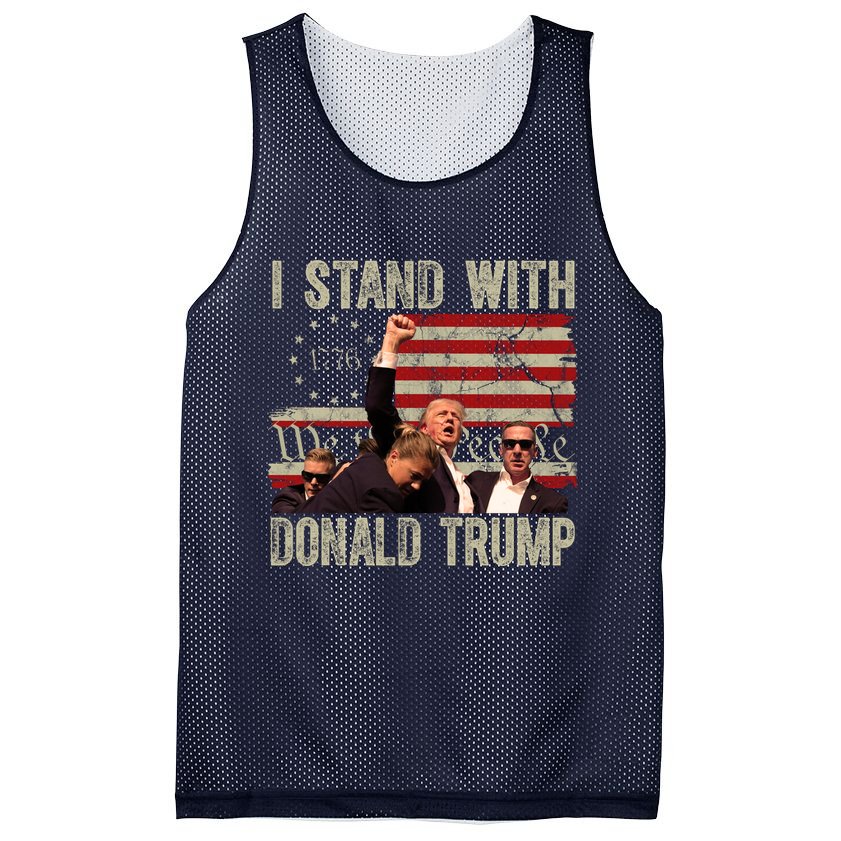 I Stand With Donald Trump Fist Usa Vintage Flag Mesh Reversible Basketball Jersey Tank
