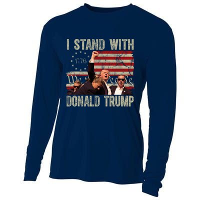 I Stand With Donald Trump Fist Usa Vintage Flag Cooling Performance Long Sleeve Crew