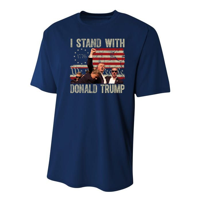 I Stand With Donald Trump Fist Usa Vintage Flag Youth Performance Sprint T-Shirt