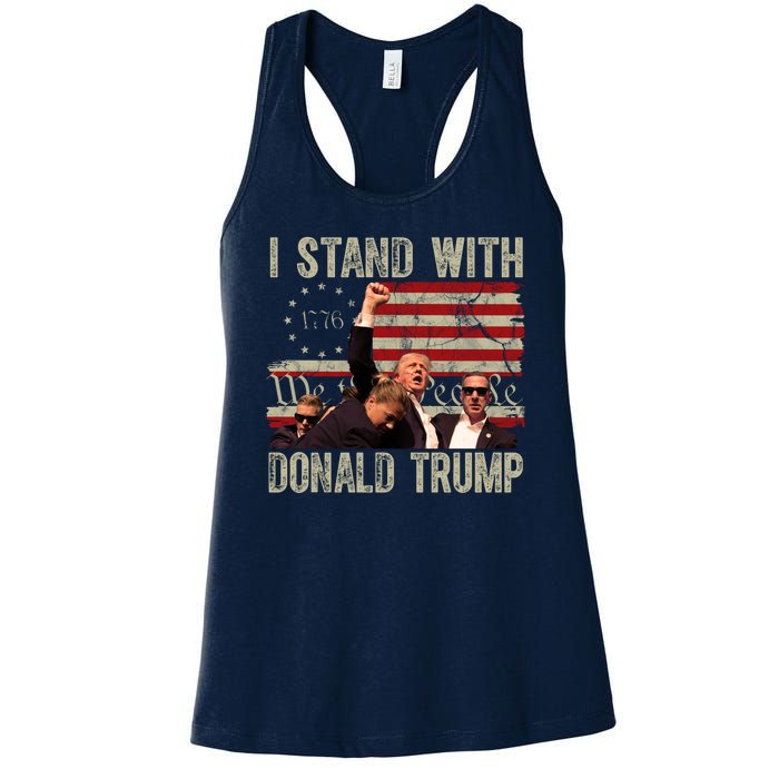 I Stand With Donald Trump Fist Usa Vintage Flag Women's Racerback Tank