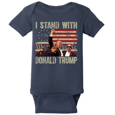 I Stand With Donald Trump Fist Usa Vintage Flag Baby Bodysuit