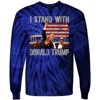 I Stand With Donald Trump Fist Usa Vintage Flag Tie-Dye Long Sleeve Shirt