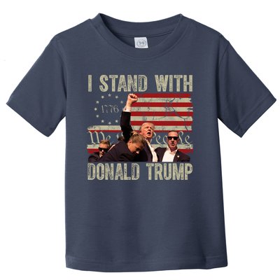 I Stand With Donald Trump Fist Usa Vintage Flag Toddler T-Shirt
