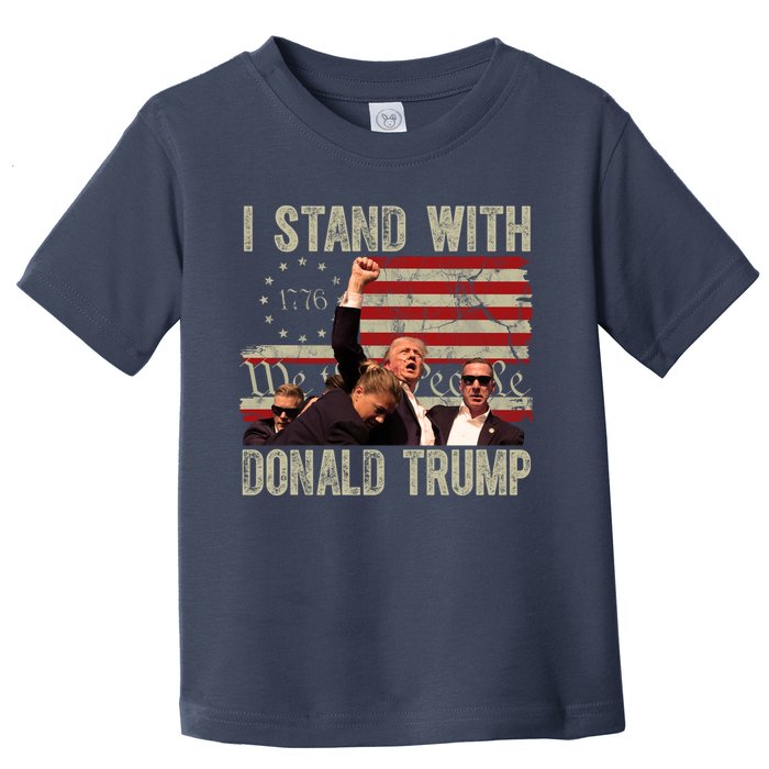 I Stand With Donald Trump Fist Usa Vintage Flag Toddler T-Shirt