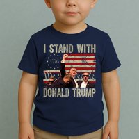 I Stand With Donald Trump Fist Usa Vintage Flag Toddler T-Shirt