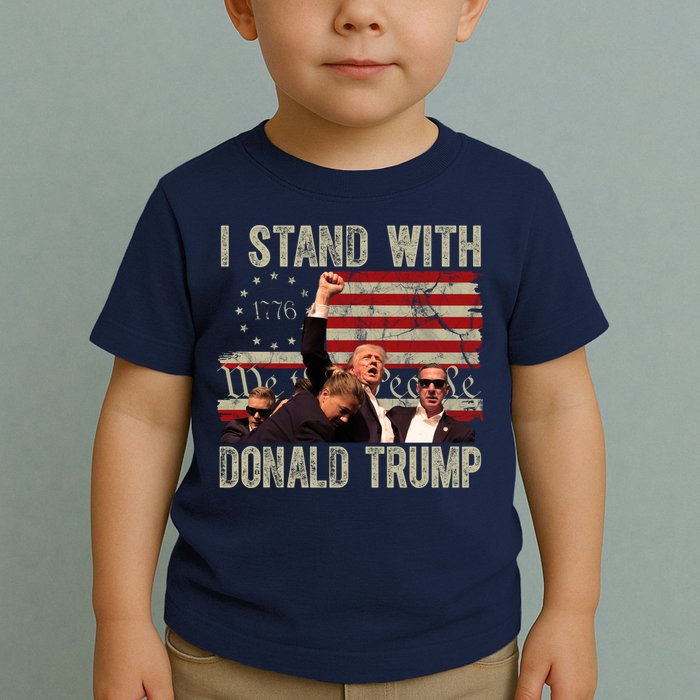 I Stand With Donald Trump Fist Usa Vintage Flag Toddler T-Shirt
