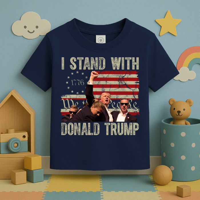 I Stand With Donald Trump Fist Usa Vintage Flag Toddler T-Shirt
