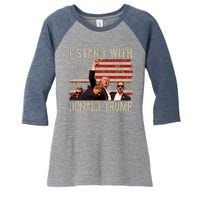 I Stand With Donald Trump Fist Usa Vintage Flag Women's Tri-Blend 3/4-Sleeve Raglan Shirt