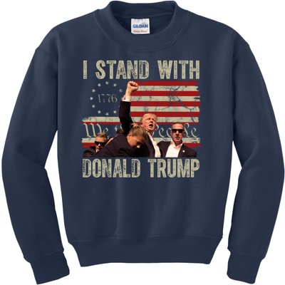 I Stand With Donald Trump Fist Usa Vintage Flag Kids Sweatshirt