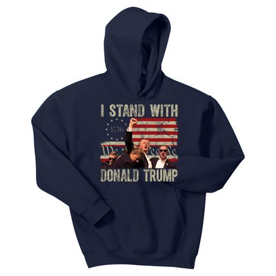 I Stand With Donald Trump Fist Usa Vintage Flag Kids Hoodie