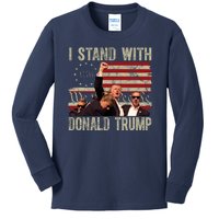 I Stand With Donald Trump Fist Usa Vintage Flag Kids Long Sleeve Shirt