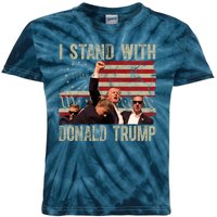 I Stand With Donald Trump Fist Usa Vintage Flag Kids Tie-Dye T-Shirt