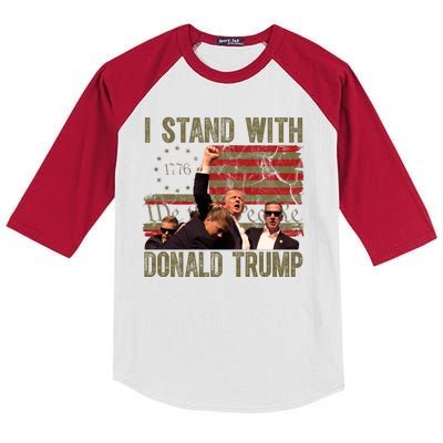 I Stand With Donald Trump Fist Usa Vintage Flag Kids Colorblock Raglan Jersey