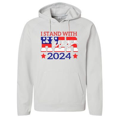 I Stand With Her Kamala Harris 2024 Political Performance Fleece Hoodie