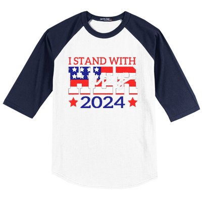 I Stand With Her Kamala Harris 2024 Political Baseball Sleeve Shirt