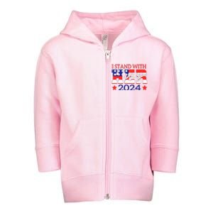 I Stand With Her Kamala Harris 2024 Political Toddler Zip Fleece Hoodie