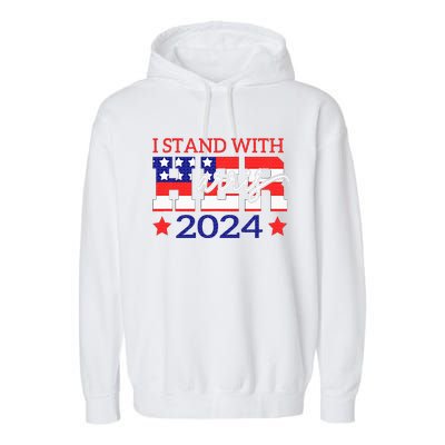 I Stand With Her Kamala Harris 2024 Political Garment-Dyed Fleece Hoodie