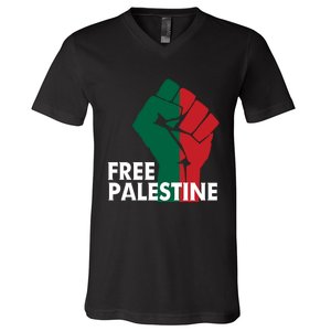 I Stand With Palestine Free Palestine Free Gaza Peace Flag V-Neck T-Shirt